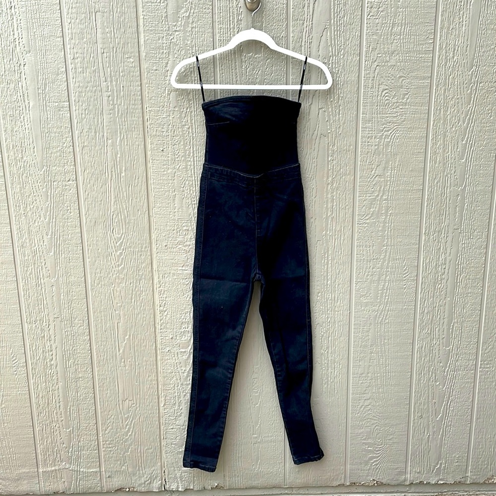 Forever 21 strapless black denim jumpsuit XS